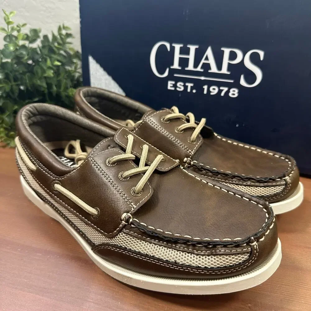 Chaps Men's‎ Kanas Brown Boat Shoes Size 8